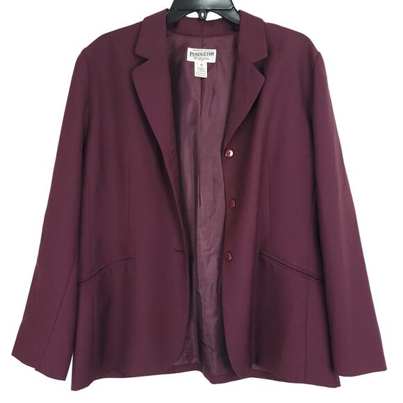 Vintage Pendleton 3 Button Single Breasted Wool Blend Blazer Jacket, Size 14P - Picture 1 of 11